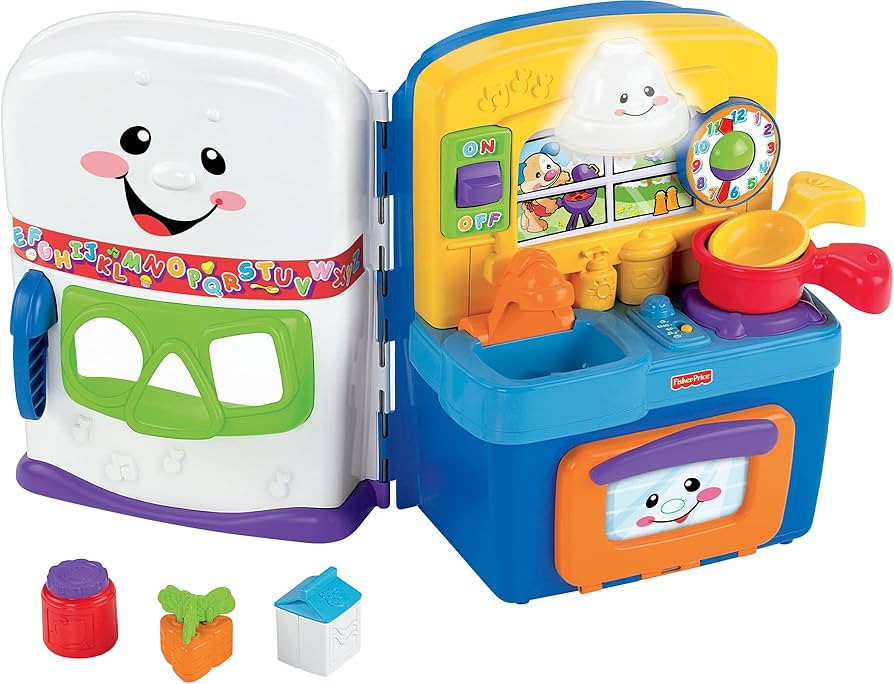 Fisher-Price Laugh & Learn Toddler Playset, Learning Kitchen with Music Lights & Bilingual Conten... | Amazon (US)