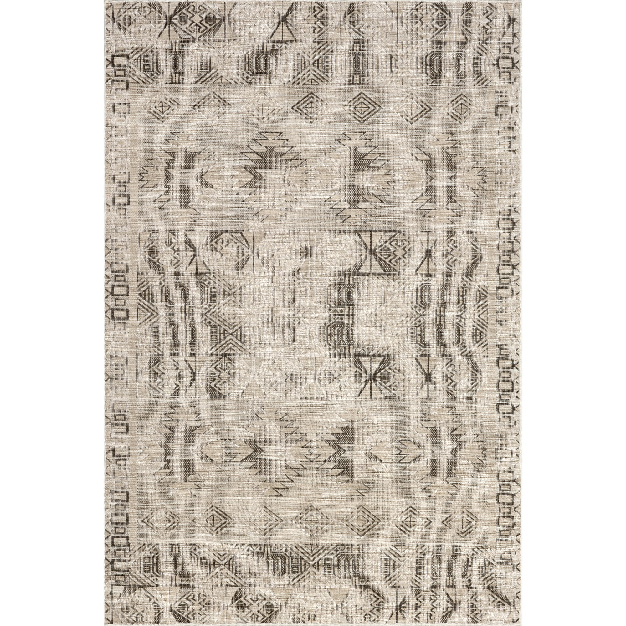 nuLOOM Riya Geometric Machine Washable Area Rug, 7' x 9', Beige | Walmart (US)