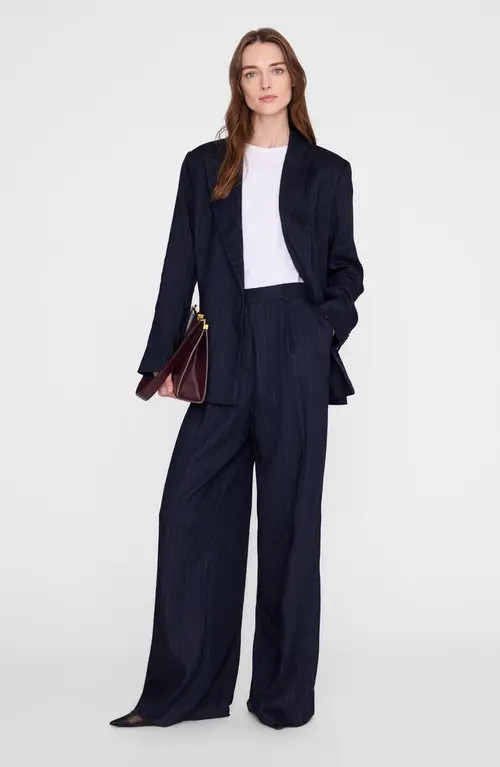 ANINE BING Aretha Blazer in Navy Pinstripe at Nordstrom, Size Large | Nordstrom