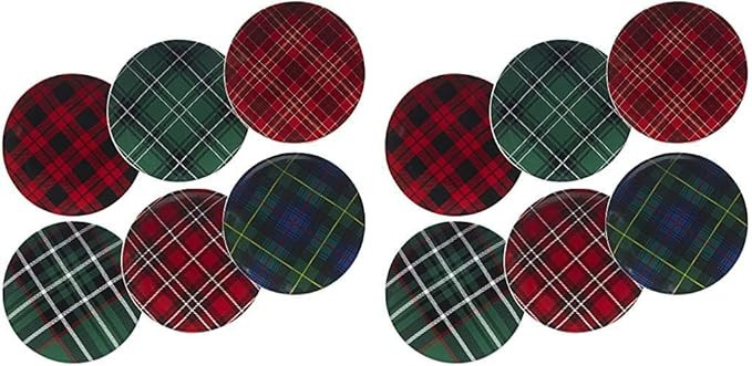 Certified International Christmas Plaid 8.25" Salad/Dessert Plate, Set of 6 Assorted Designs (Pac... | Amazon (US)