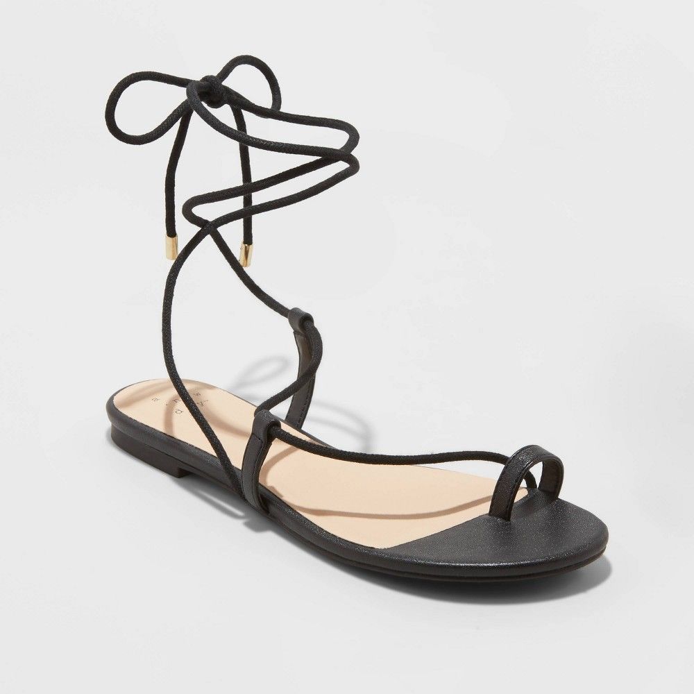 Women's Josie Lace Up Sandals - A New Day Black 8.5 | Target