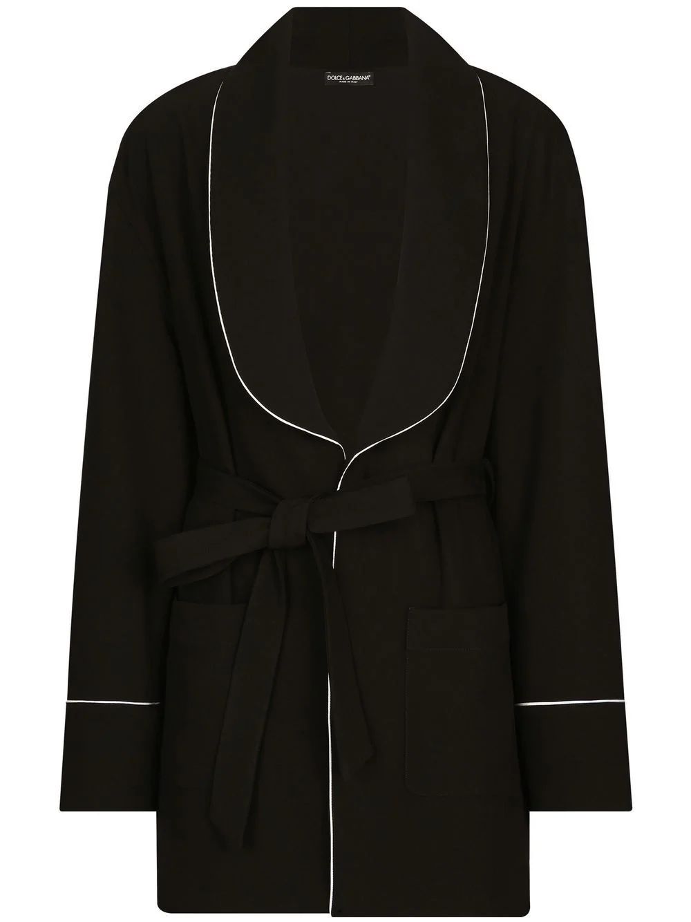 Dolce & Gabbana KIM DOLCE&GABBANA Piped belted-waist Shawl Jacket - Farfetch | Farfetch Global