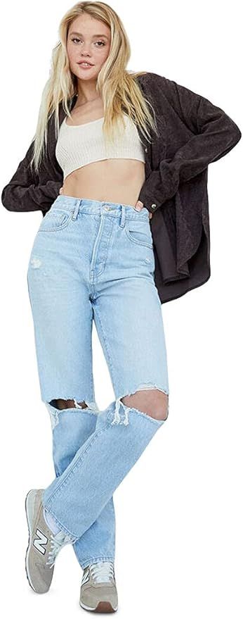 PacSun Women's Eco Light Blue Distressed Dad Jeans | Amazon (US)