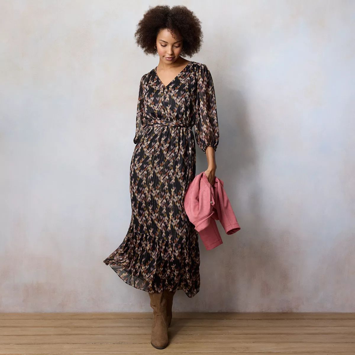Women's LC Lauren Conrad Flowy Yoryu 3/4 Sleeve Maxi Dress | Kohl's