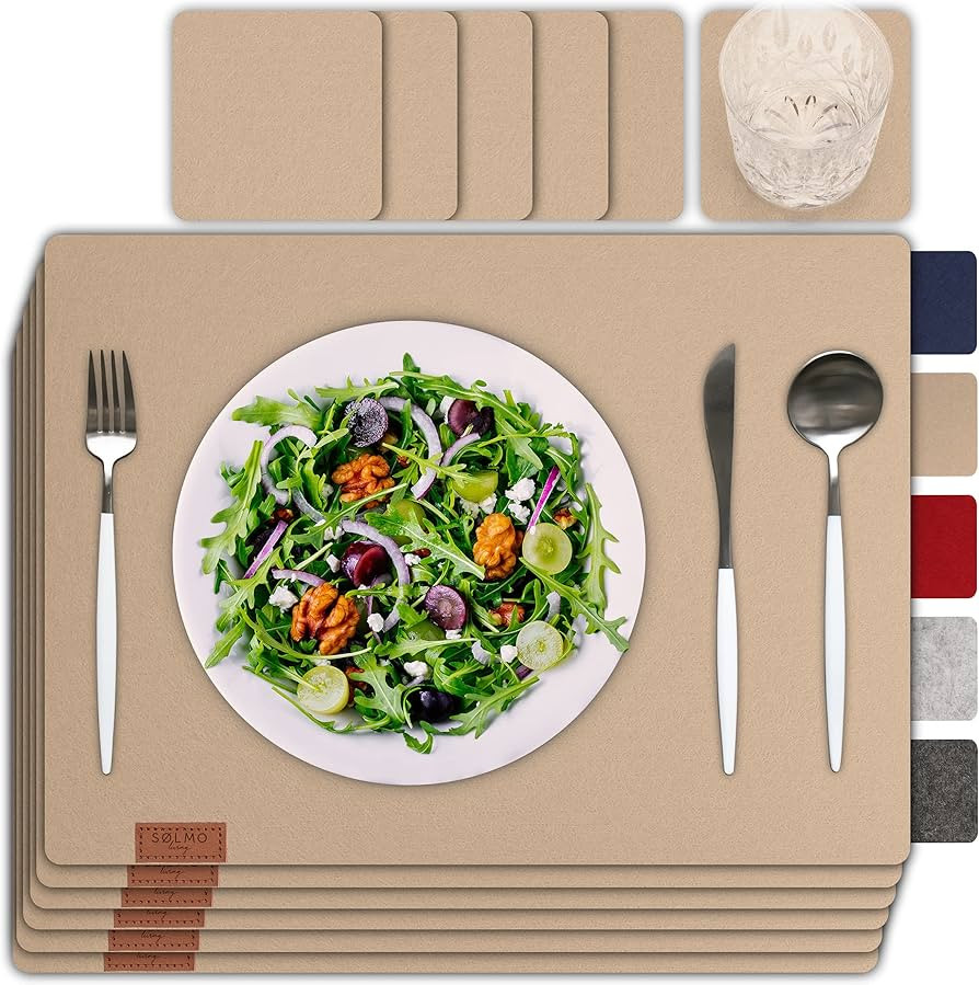 12er Platzsets Abwaschbar Filz mit Glasuntersetzern - Sölmo Platzset und Filzuntersetzer für Te... | Amazon (DE)