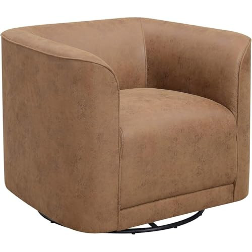 HomeStock Rococo Romance Rustic Brown Swivel Accent Chair with 360 Swivel and U-Shape 54H x 75W x 90D Inches Contemporary Style with Floor Protectors | Amazon (US)
