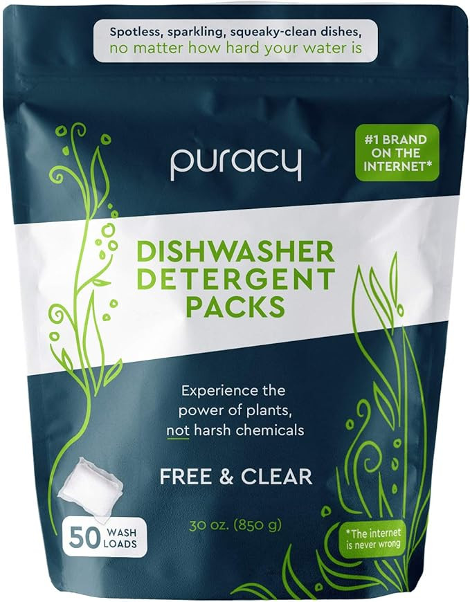 Puracy Platinum Dishwasher Detergent Pods, 50 Count, Natural Enzyme Powder Tablets, Spot & Residu... | Amazon (US)