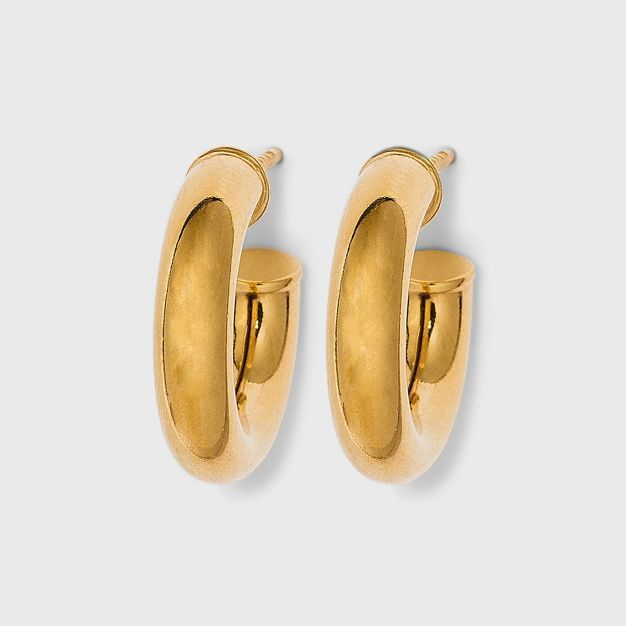 14K Gold Plated Tube Hoop Post Drop Earrings - A New Day™ | Target