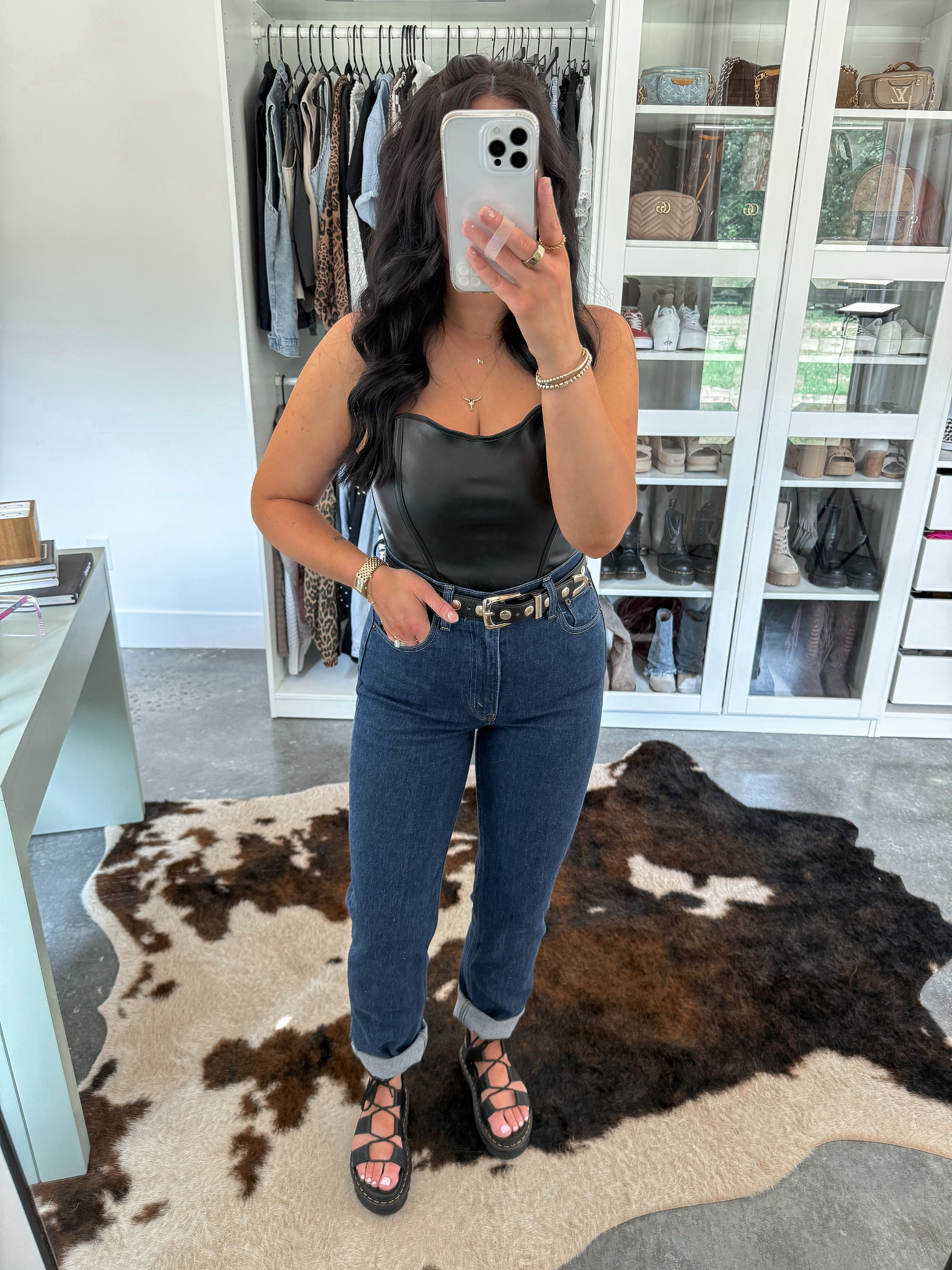 Top - small
Belt - 27-31
Jeans - 27


Date Night Outfit / GNO outfit inspo 👏🏼 I love this faux leather corset (such a good going out top!) paired with these dark wash jeans! Finished the look with a black and gold studded belt & my strappy platform doc martens sandals. 🖤

 

 #LTKFindsUnder50 #LTKFindsUnder100 #LTKStyleTip