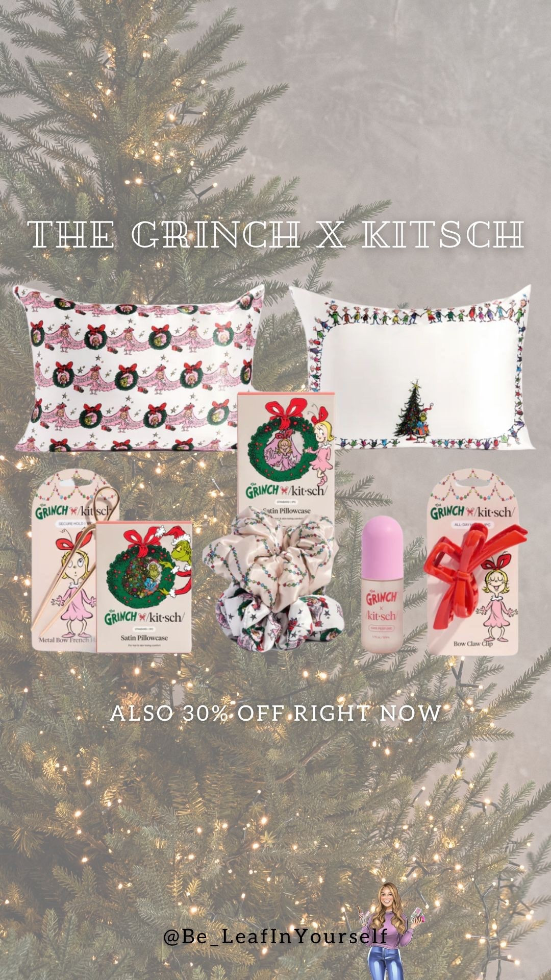 🎄💚 The Grinch x Kitsch Collection is HERE + 30% OFF! 💚🎄
Holiday hair accessories, satin pillowcases, Christmas scrunchies, heatless hair ties, bow claw clips, French pins + the cutest Grinch gift sets!

• Grinch x Kitsch satin pillowcase
• Holiday silk pillowcase for frizz-free hair & glowing skin
• Christmas scrunchie + festive hair ties
• Red bow claw clip, metal French pin, holiday hair accessory
• Christmas stocking stuffer ideas, gift guide for her, beauty gifts under $25
• Grinch nail care oil, Christmas beauty essentials
• Cozy holiday haircare, nighttime routine must-haves
• Satin pillowcase for hair breakage, anti-frizz, sleep essentials
• Limited edition Christmas collection, nostalgic Grinch aesthetic
• Perfect for Secret Santa, white elephant, teen gift ideas, self care gifts

🎁 Linking everything on LTK – grab it while it’s 30% off!
#LTKHoliday #LTKGiftGuide #LTKBeauty #GrinchxKitsch #HolidayHaircare #StockingStuffers

#LTKFindsUnder50 #LTKGiftGuide #LTKHoliday