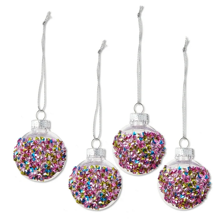 Multicolor Chunky Sequins Mini Ball Christmas Ornaments, 4 Count, by Holiday Time | Walmart (US)
