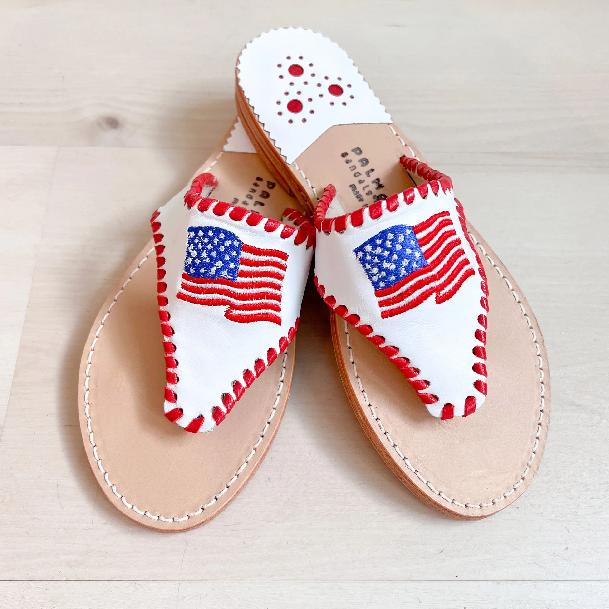 Embroidered American Flag White | Palm Beach Sandals