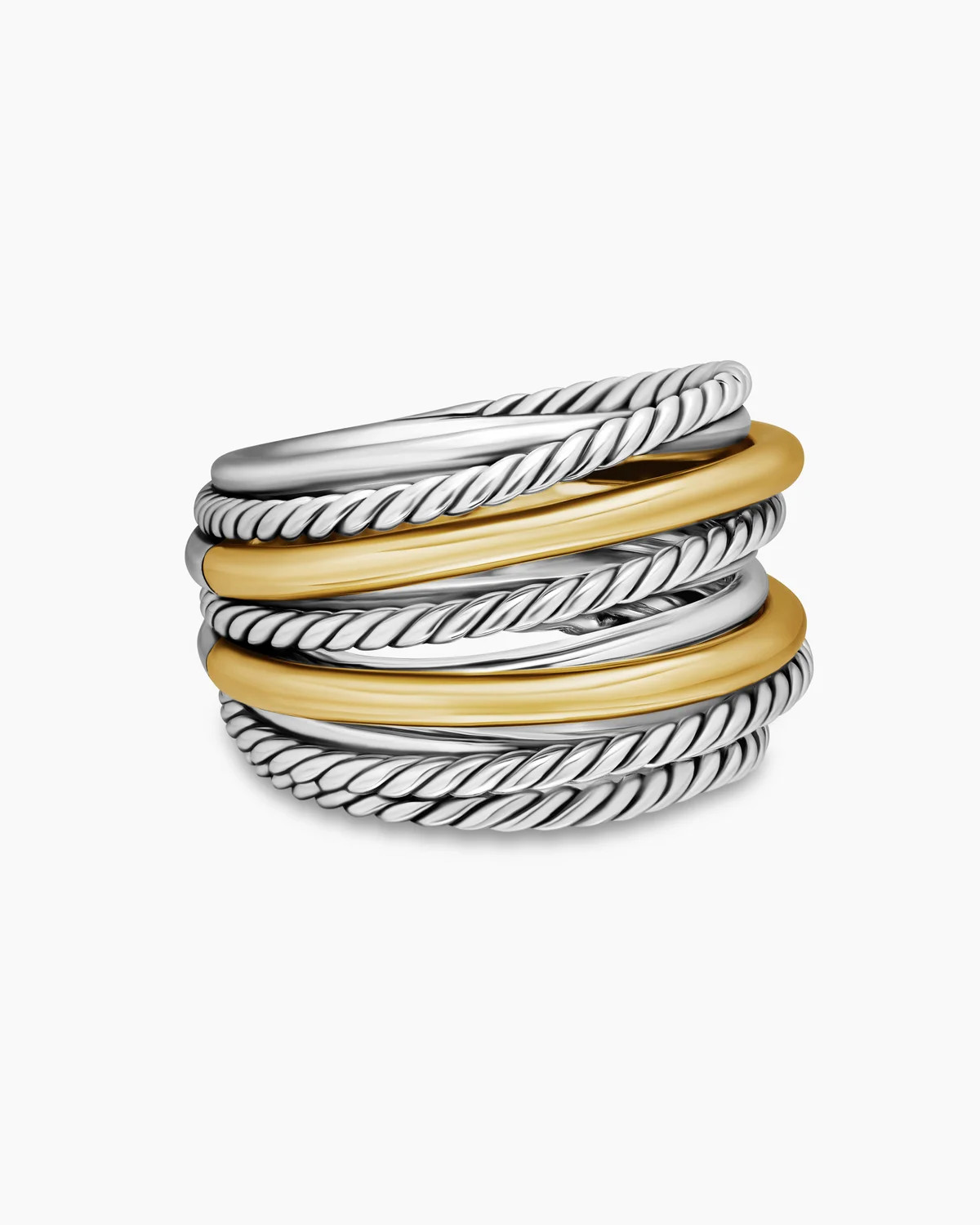 David Yurman | Crossover Ring in Sterling Silver with 14K Yellow Gold, 17mm | David Yurman