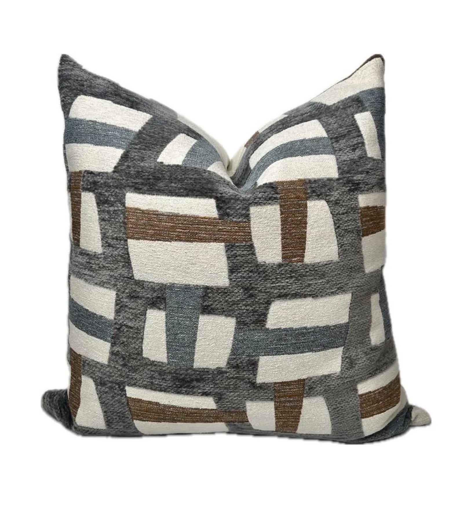 Modern Geometric Pillow Cover Blue, Grey, Cream, Brown - Colin | Etsy (Global)