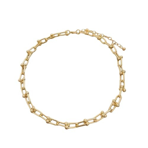 Amazon.com: Liiusgelad Paperclip Chain Necklace for Women, Chunky Gold & Silver Cuban Link Choker... | Amazon (US)