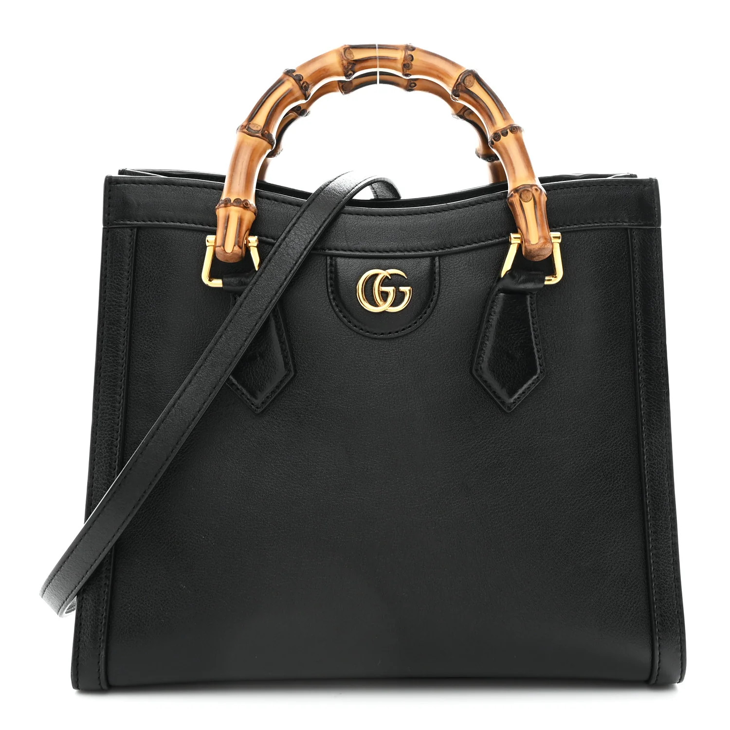 Calfskin Small Diana Tote Bag Black Yellow Fluo | FASHIONPHILE (US)