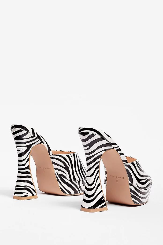 Zebra Platform Block Heel Mules | Nasty Gal (US)