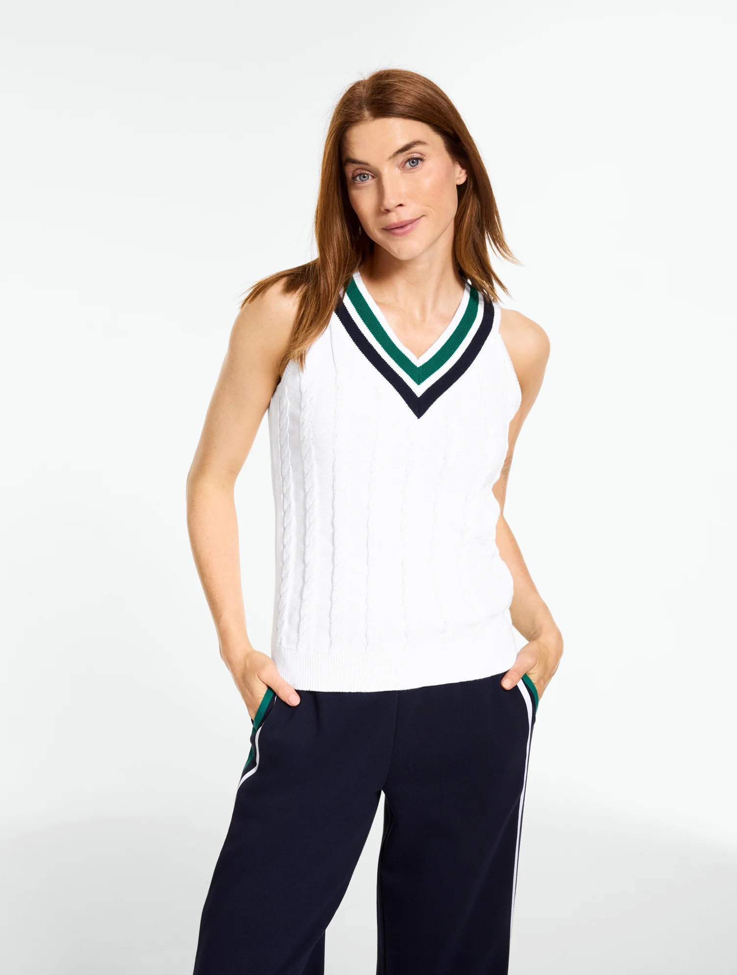 Coolmax® Tennis Spectator Sweater Vest - White - XL Talbots | Talbots