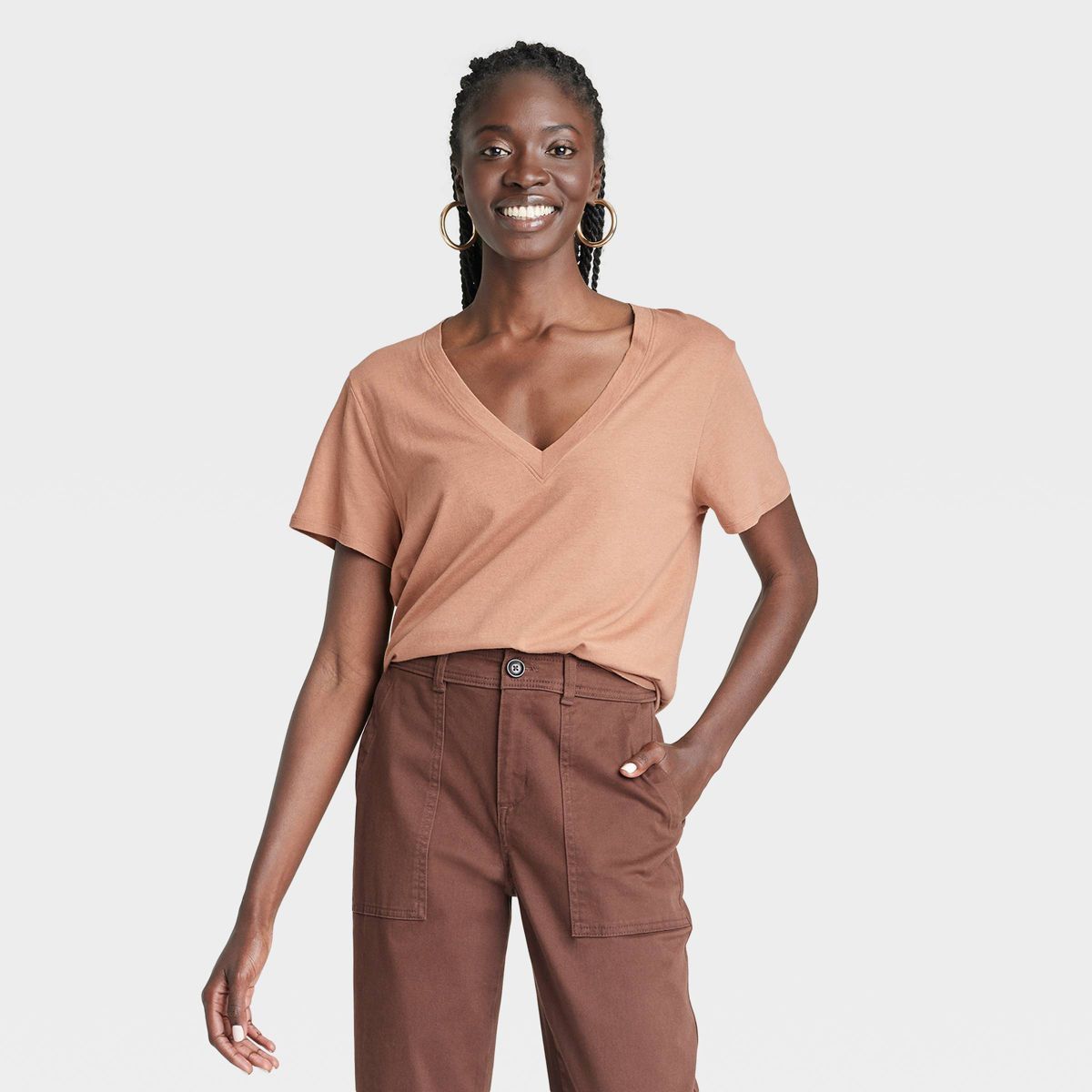Women's Short Sleeve V-Neck T-Shirt - A New Day™ Black S | Target