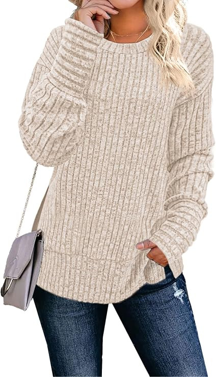 JomeDesign Sweaters for Women Long Sleeve Shirts Crew Neck Sweatshirt Lightweight Casual Tunic To... | Amazon (US)
