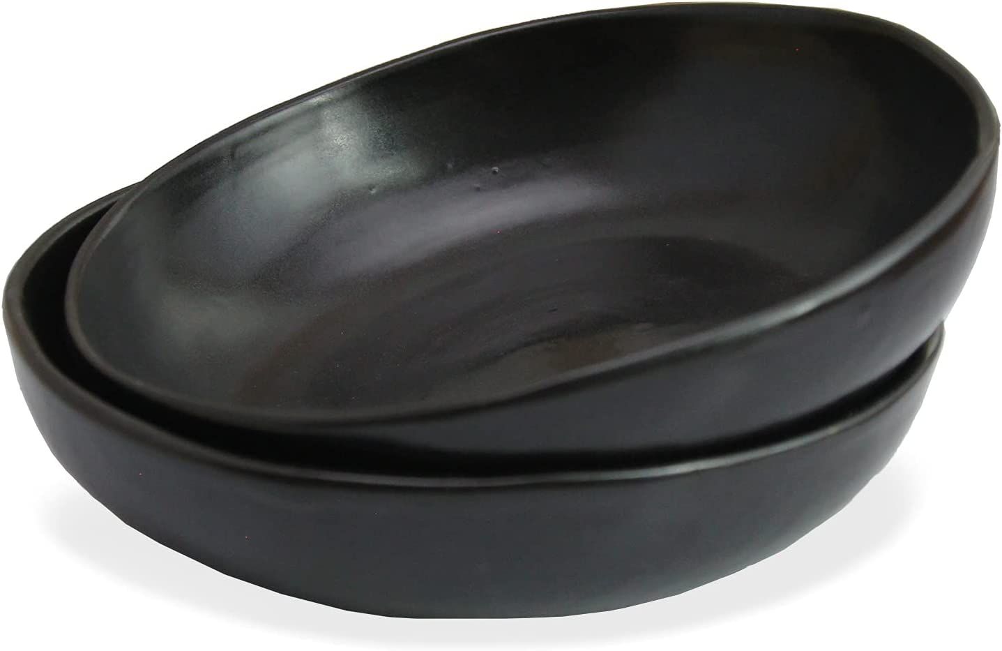 roro Ceramic Stoneware Hand-Shaped Semi-Matte Modern Minimalist Black Low Bowl Set of 2 | Amazon (US)