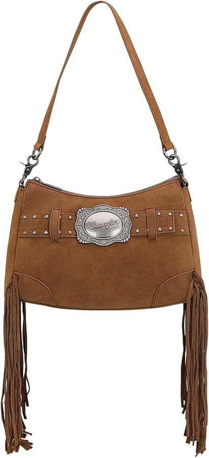Montana West X Wrangler Hobo Bag for Women Fringe Western Shoulder Bag Vegan Suede Tassel Hippie ... | Amazon (US)