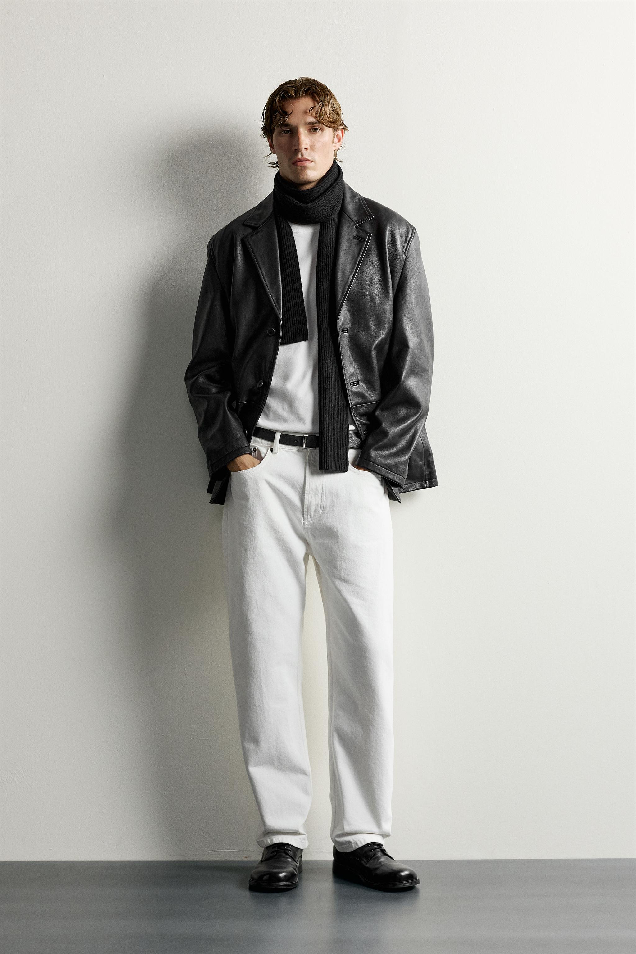 RELAXED FIT LEATHER BLAZER | Zara UK