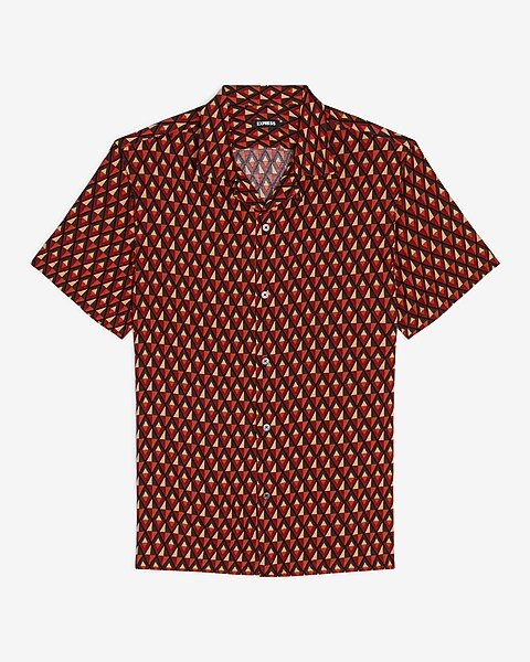 Diamond Geo Rayon Short Sleeve Shirt | Express
