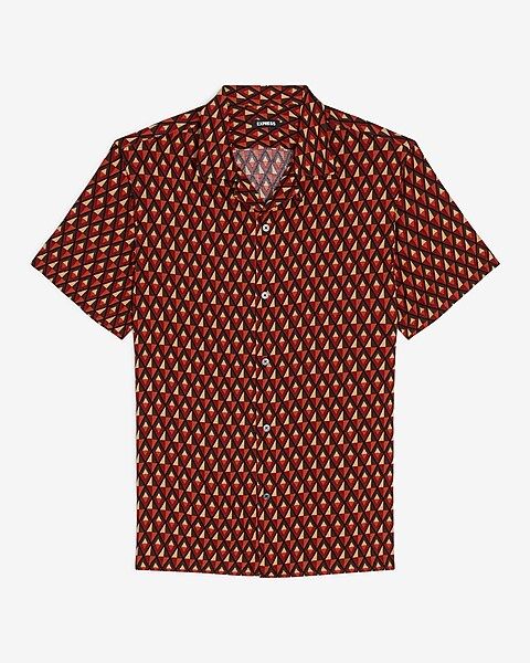 Diamond Geo Rayon Short Sleeve Shirt | Express