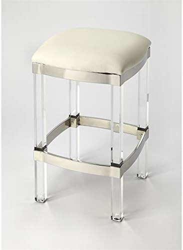Butler Specialty Company Jordan Modern Counter Bar Stool with Acrylic and Silver Finish - White L... | Amazon (US)