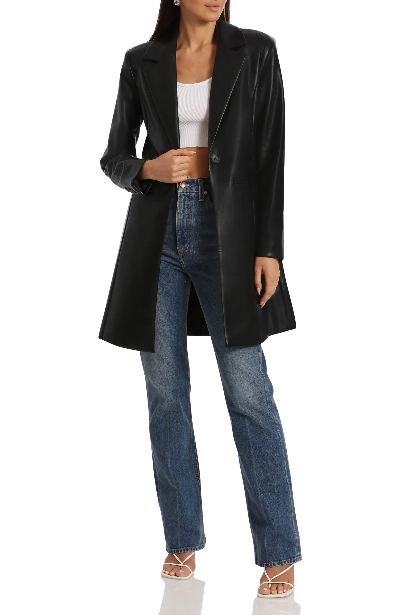 Faux-Ever Leather™ Longline Blazer | Nordstrom