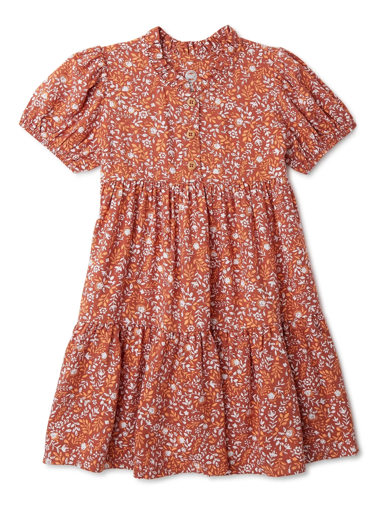 Wonder Nation Baby and Toddler Girls Short Sleeve Woven Dress, Sizes 12M - 5T - Walmart.com | Walmart (US)