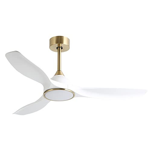 Fanliving 52 Inch 6 Speed High CFM Quiet DC Motor Modern Ceiling Fan with Lights Remote Control, 3 Blade White Gold Indoor Bedroom Living Room Ceiling Fan | Amazon (US)