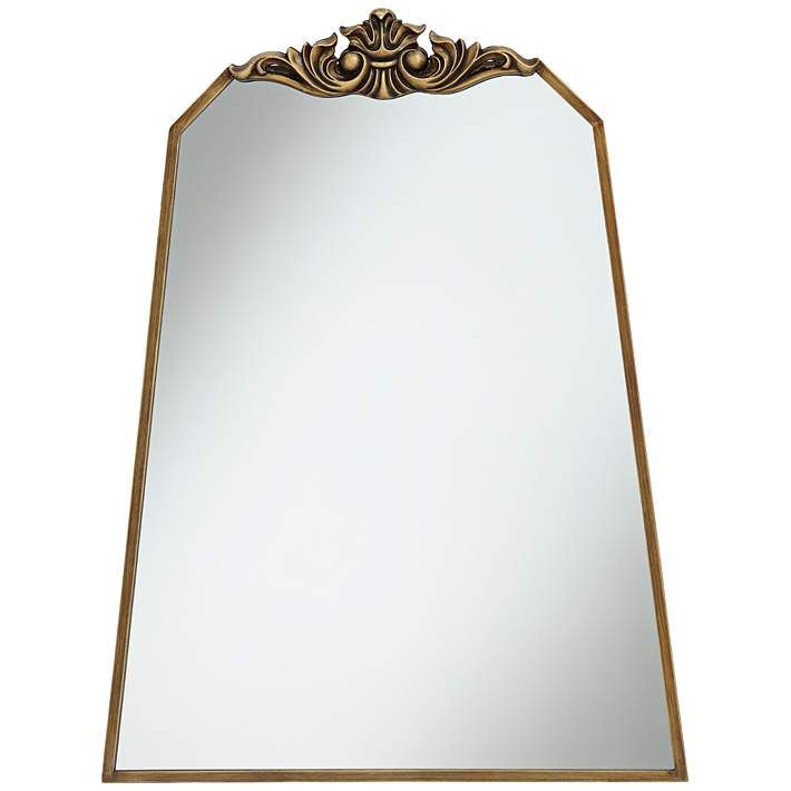 Morrey 25 3/4" x 34 1/4" Crown Top Angled Wall Mirror - #76A88 | Lamps Plus | LampsPlus.com