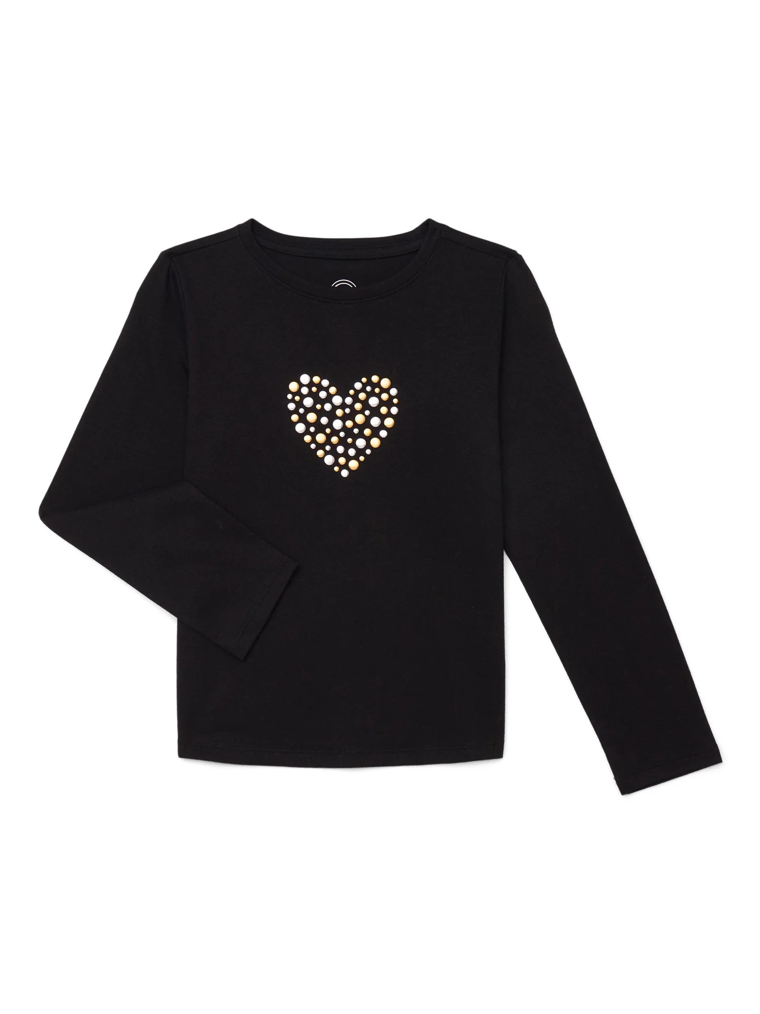 Wonder Nation Girls Embellished Tee with Long Sleeves, Sizes 4-18 & Plus | Walmart (US)