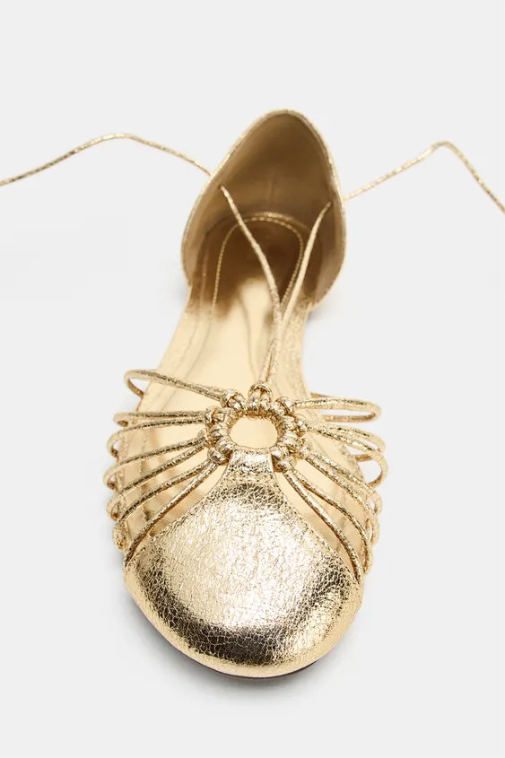METALLIC LACE-UP FISHERMAN SANDALS | Zara US
