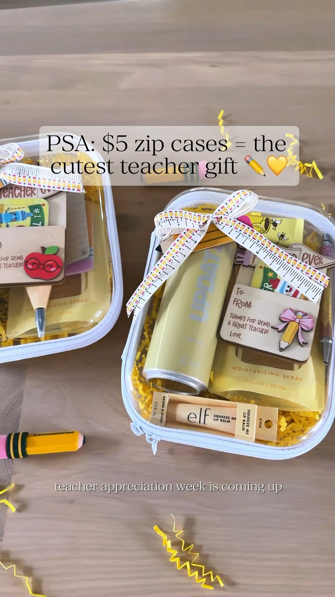 the easiest teacher gift idea using these clear zip pouches + a few cute essentials. i added an energy drink, gift card, notepads, pens, lip gloss, and lotion. perfect for teacher appreciation week and such a simple under $20 gift!

teacher appreciation gift idea, easy teacher gift, teacher gift ideas under $20, end of year teacher gifts, target teacher gifts, amazon teacher gift ideas, teacher appreciation week gift inspiration using clear pouches and practical items.

#LTKmomlife #LTKSeasonal #LTKKids