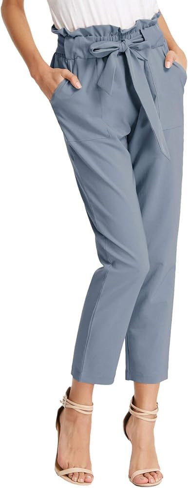 GRACE KARIN Women's Paper Bag Waist Pants Slim Fit Casual Office Pencil Pants | Amazon (US)