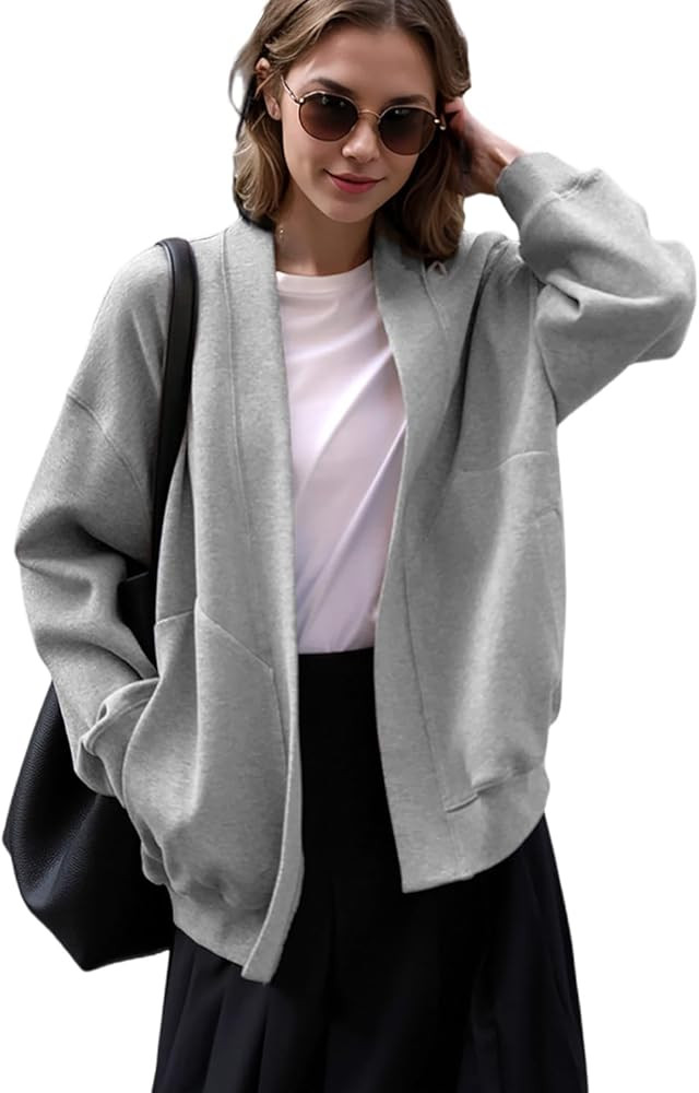 2025 Spring Streetwear Oversized Loose Lightweight Open Front Cardigan Sweaters for Women no Zip ... | Amazon (US)