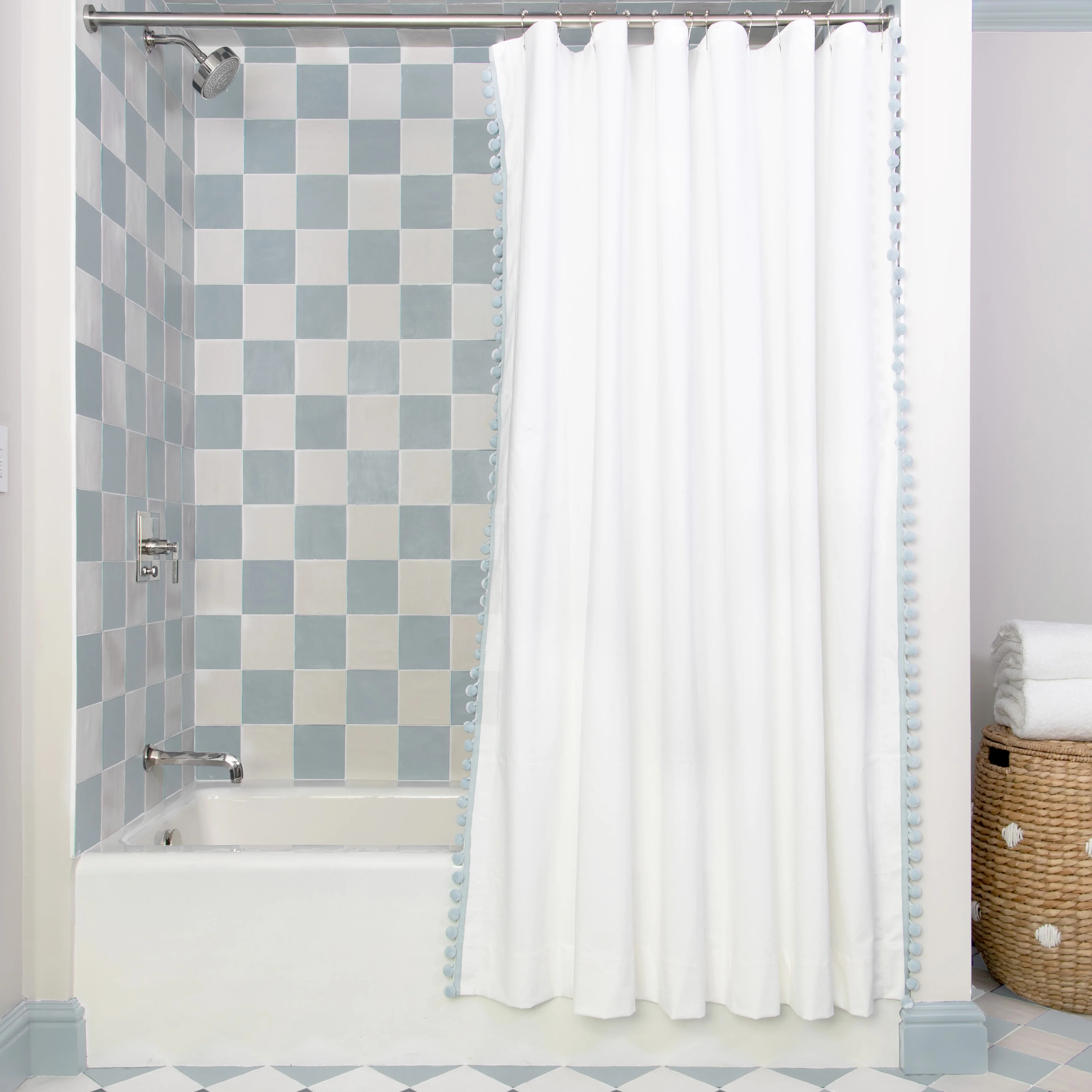Custom White Cotton Shower Curtains - Pepper Home | Pepper