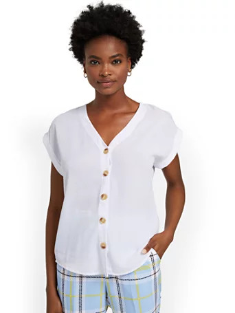 button-front cuffed dolman blouse | New York & Company
