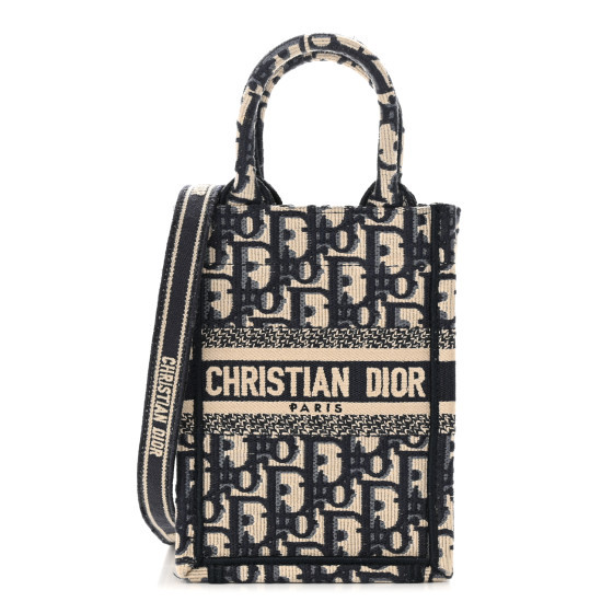 CHRISTIAN DIOR Oblique Mini Book Tote Phone Bag Blue | FASHIONPHILE (US)