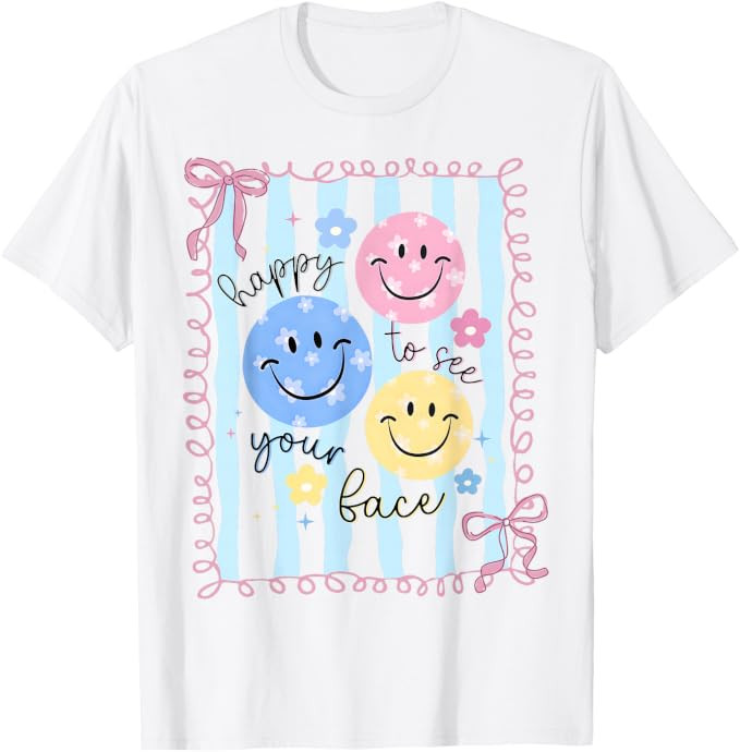 Happy to See Your Face Teacher Coquette Bow Back to School T-Shirt | Amazon (US)