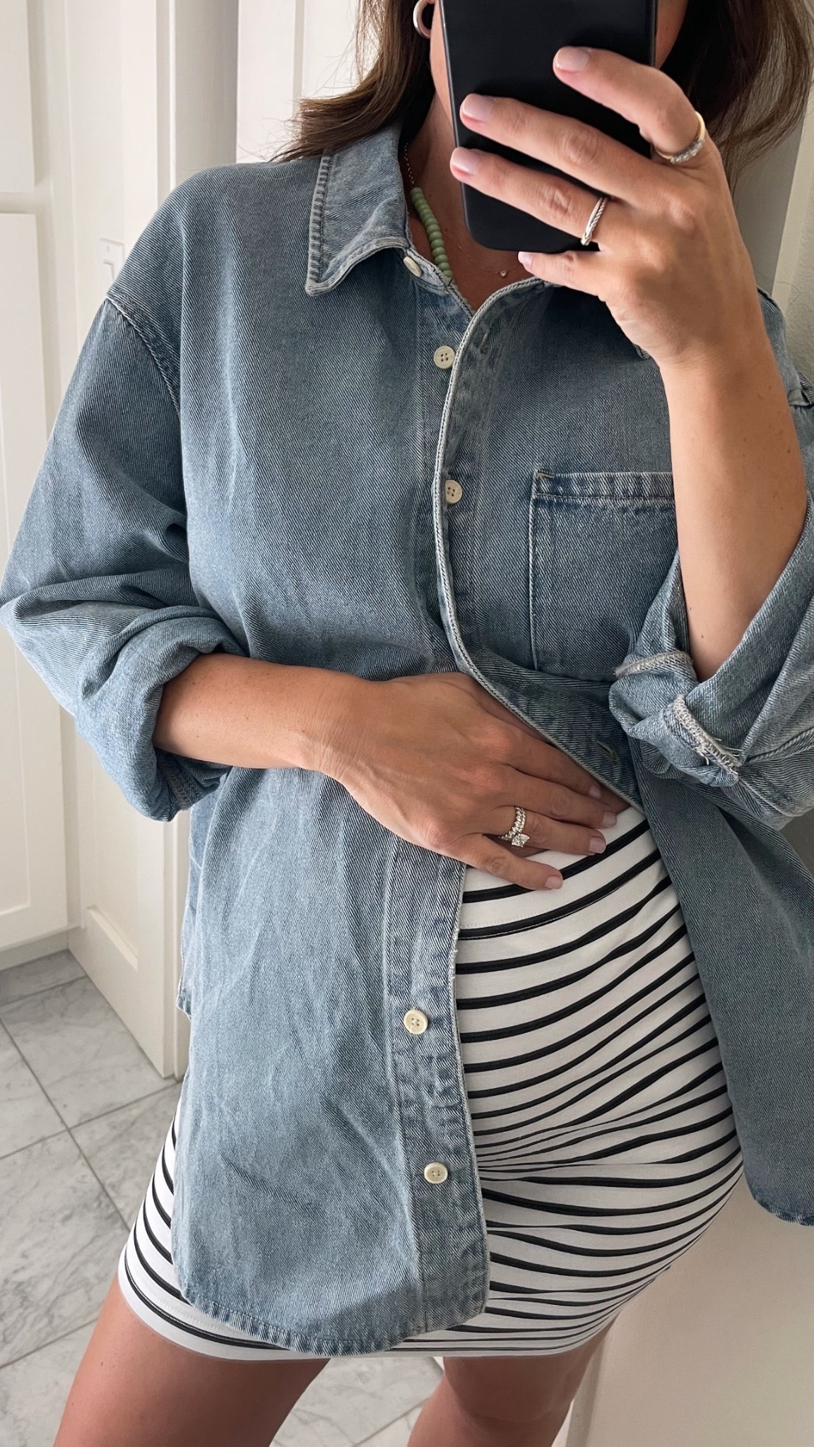 Maternity skirt and denim shirt 

#LTKBump