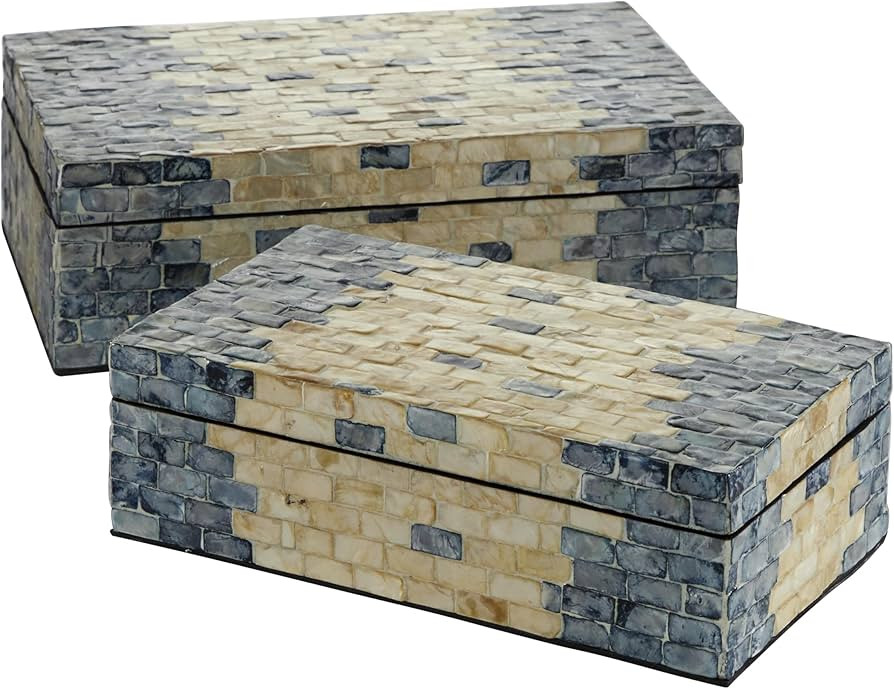 Deco 79 Mother of Pearl Shell Handmade Decorative Box Decorative Keepsake Boxes with Hinged Lid, ... | Amazon (US)