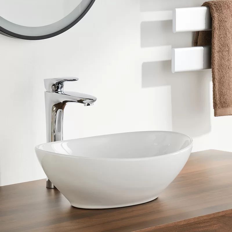 White Ceramic Oval Vessel Bathroom Sink | Wayfair North America