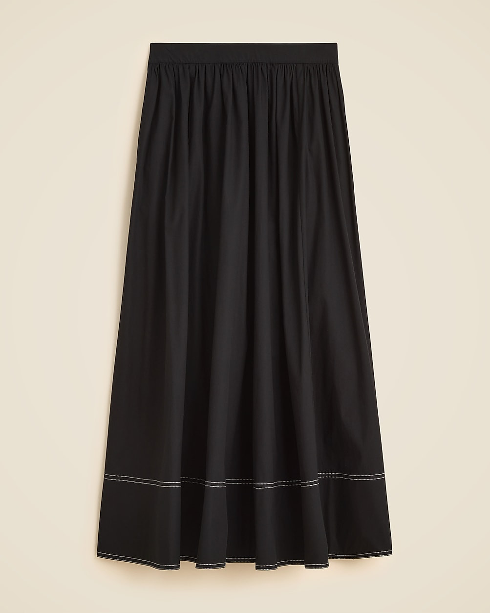 Petite contrast-stitch midi skirt in cotton poplin | J. Crew US