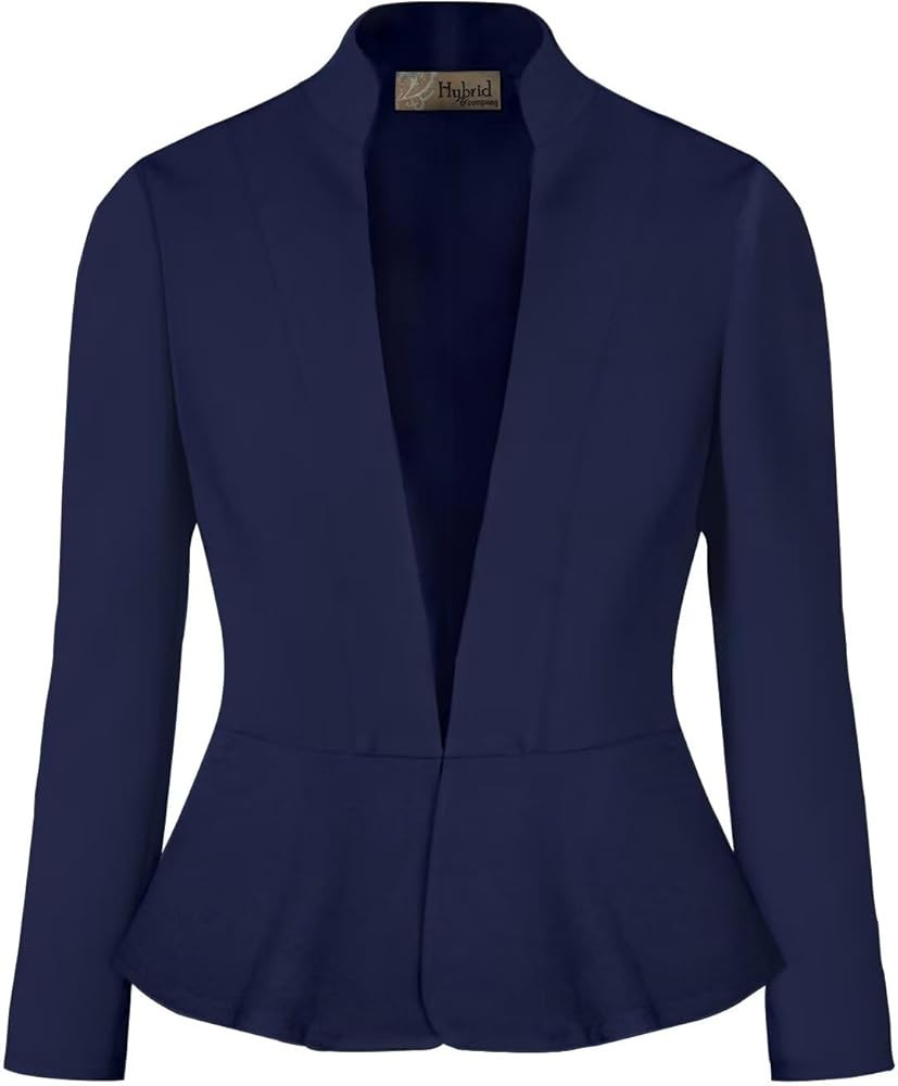 Hybrid & Company Women's Casual Work Office Elegant Open Front Premium Nylon Blazer Jacket | Amazon (US)