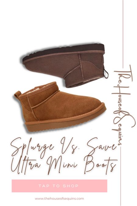 Splurge vs. Save: ultra mini boots.  Amazon finds, Walmart finds. #thehouseofsequins #houseofsequins #tiktok #reels #lifehacks #fall #ugg #amazon #sweaterweather  #boots 