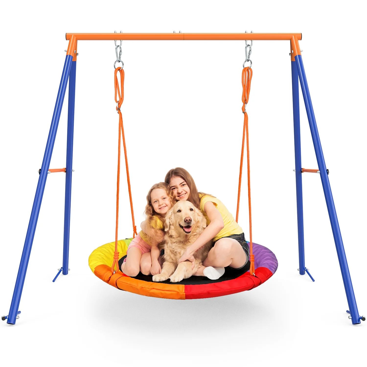 GIKPAL Saucer Swing with Stand, 440lbs Swing Set for 2-3 Kids Outdoor with Heavy-Duty Metal Frame... | Walmart (US)